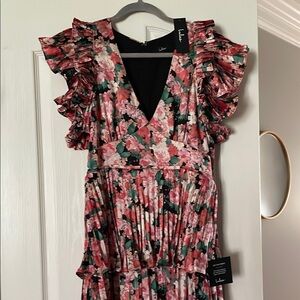 Lulu's Pink and Black Floral Maxi Dress